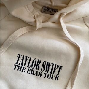 Taylor Swift Cream The Eras Tour Hoodie with Black Logo